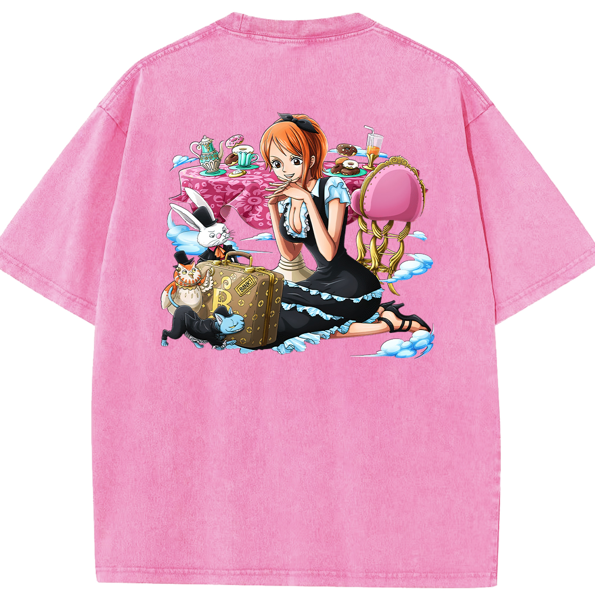 ワンピース ナミ ONE PIECE Nami 綿100% ヴィンテージ風 半袖Tシャツ（背面プリント）